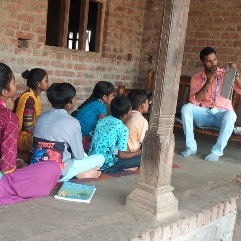 Village children receiving education