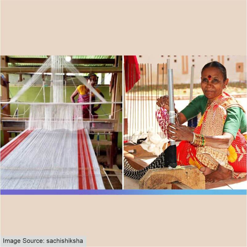 Women working at a handloom factory 
    