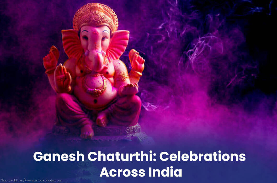 Ganpati Bappa with purple background and fog