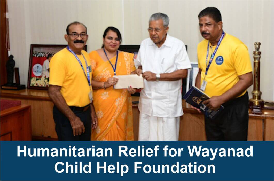 Handing Over a Cheque to Kerala’s CM, Pinarayi Vijayan, Child Help Foundation