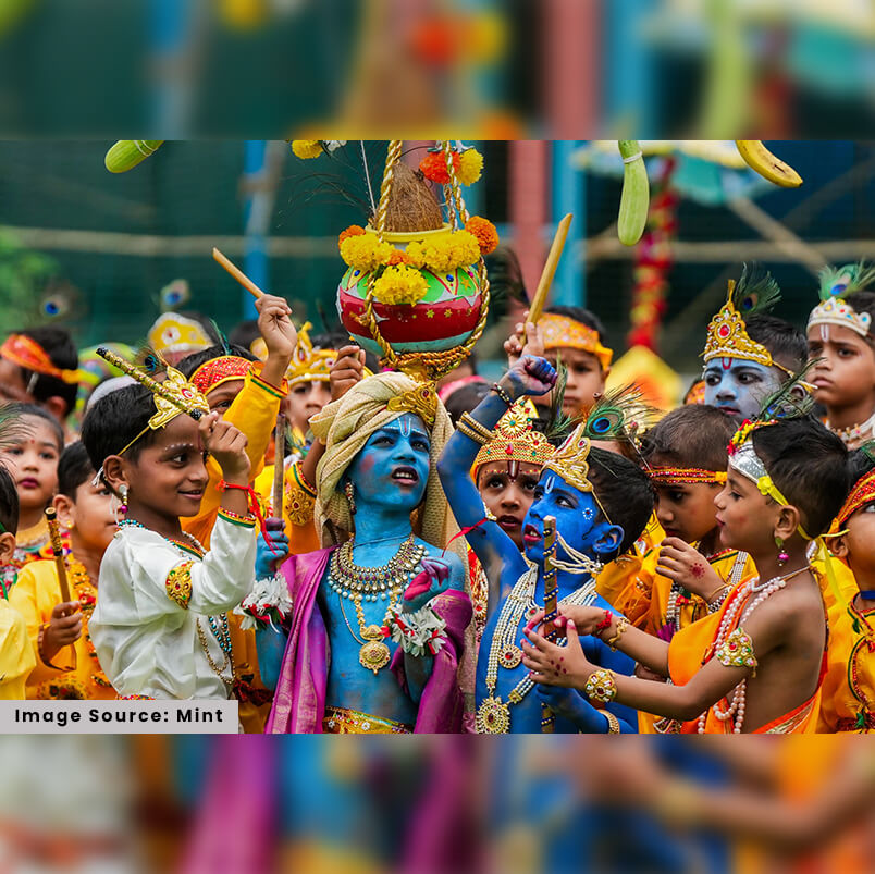 CHILDREN DRESSED UP KRISHNA AND CELEBRATED JANMASHTAMI