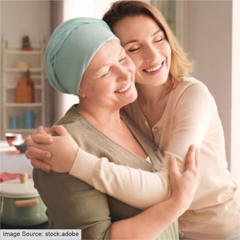 A daughter hugging her Cancer diagnosed mother